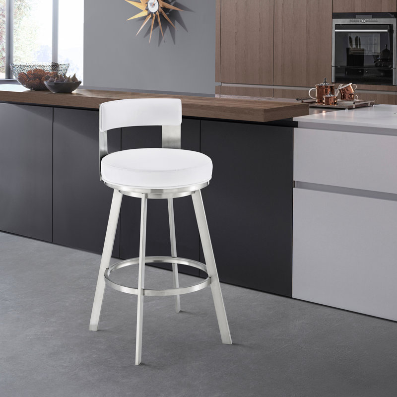Kevontae Swivel Stainless Steel Metal Counter Height Bar Stool, Counter Stool (26" Seat Height)