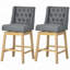 Tabourets pivotants à 180 degrés, chaises de bar d'une hauteur de siège de 30 po avec repose-pieds en bois massif et capitonnage à boutons-727895974