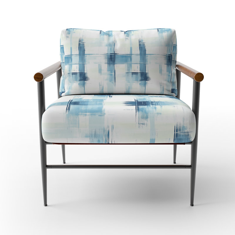 Chaise rembourrée Modern, Bras ronds bruns