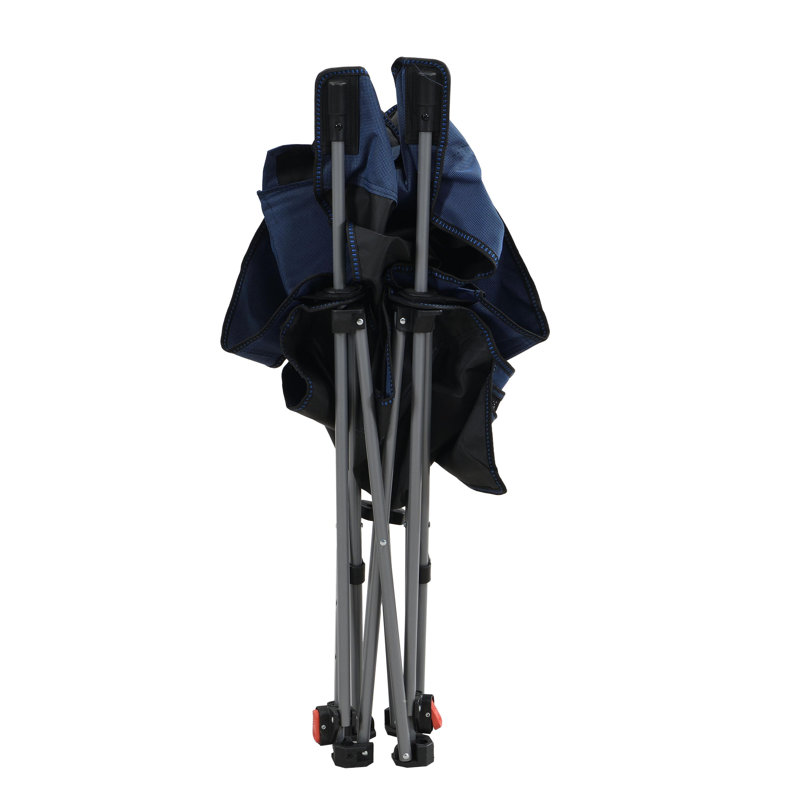 Chaise pliante / portative / inclinable réglable pour camping en plein air (ajustement à trois niveaux), poches latérales et porte-gobelet, sac de transport, bleu foncé