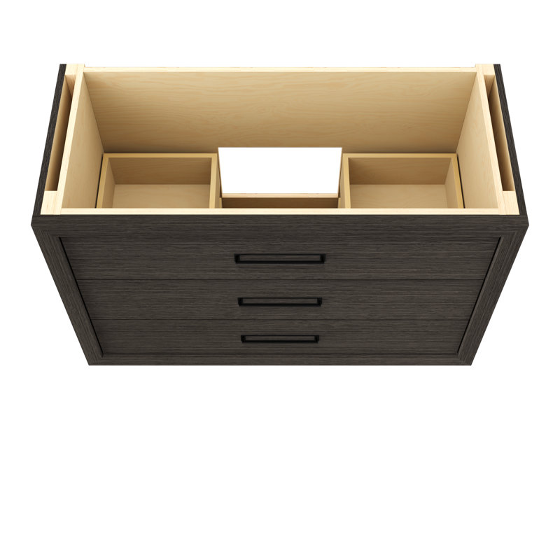Avalon Three-Drawer Single Bath Vanity, Gray Weathered, Matte Black, 48"