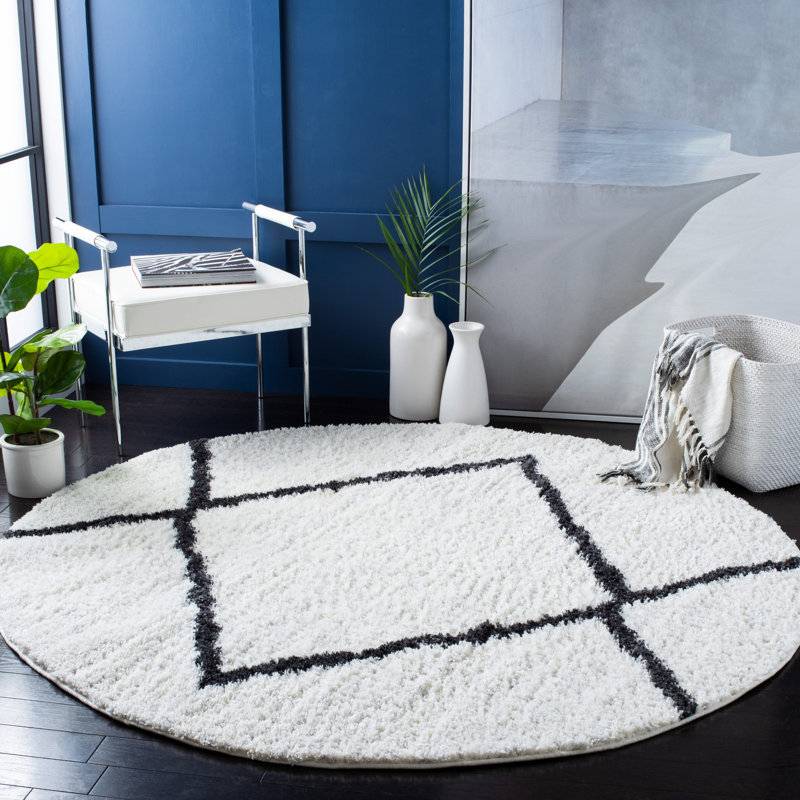 Poulos Shag 500 Performance Geometric Rug, Round 6'7"