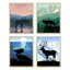 «Moose Mountain Mountain», ensemble de 4 animaux encadrés sur papier, impression encadrée sur papier, 4 pièces-93012002-93012005