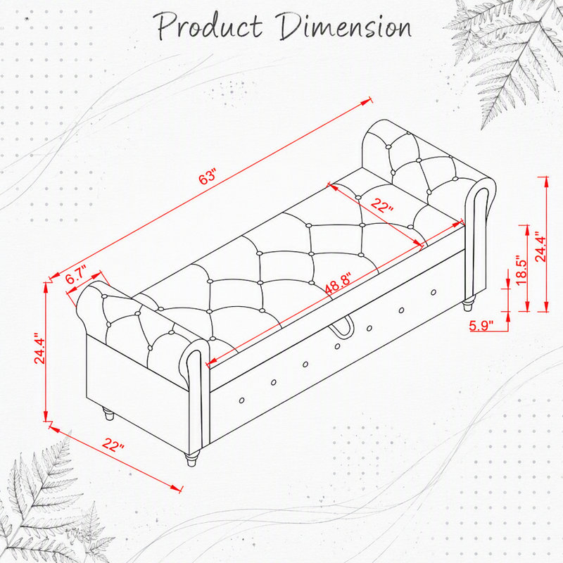 Bed Bench Dark Grey Fabric