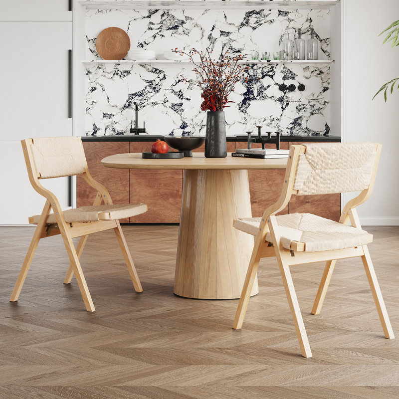 Fully Assembled Solid Wood Folding Side Chair, Natural