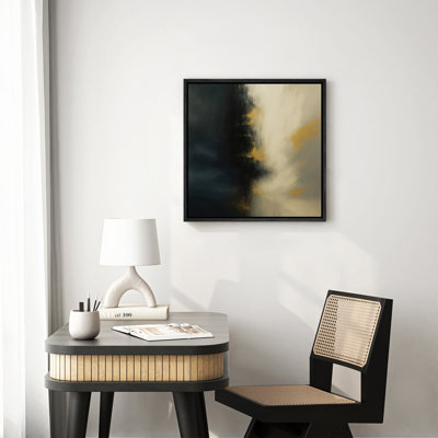 Art mural encadré, impressions murales noires abstraites pour chambre à coucher - 16 po x 16 po