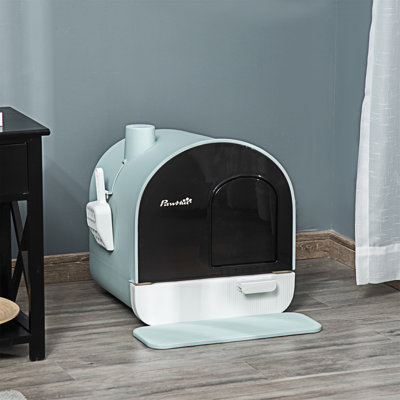 Sabrina Plastic Enclosed Litter Box with Scoop
