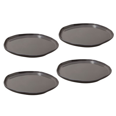 Assiette plate en grès Tam, perle, ensemble de 4