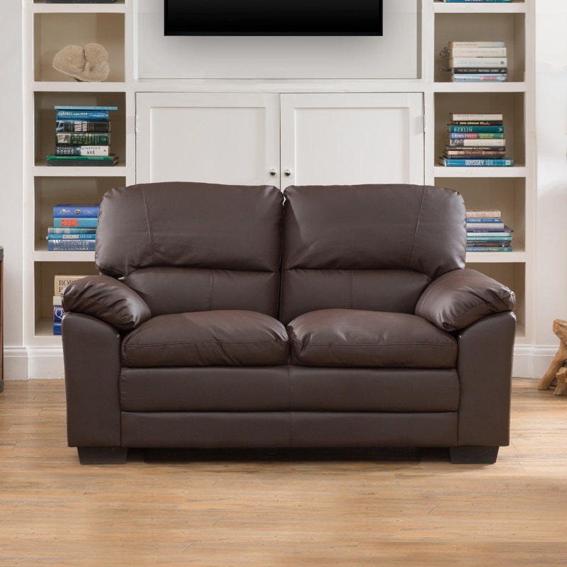 Robidoux 2 Seater Faux Leather Loveseat, Brown