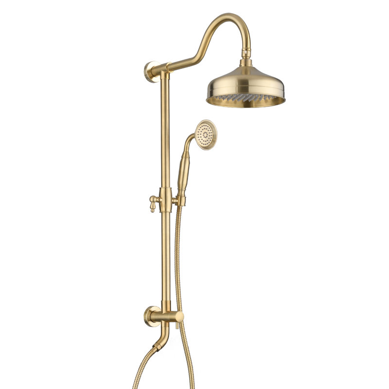 Pomme de douche à pluie 8 po avec douchette à main - or et aspect brossé