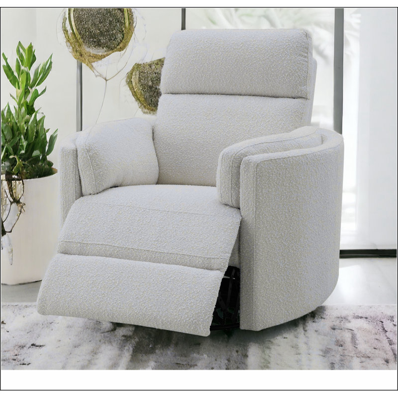Sagen Beige Boucle Glider Recliner with Swivel