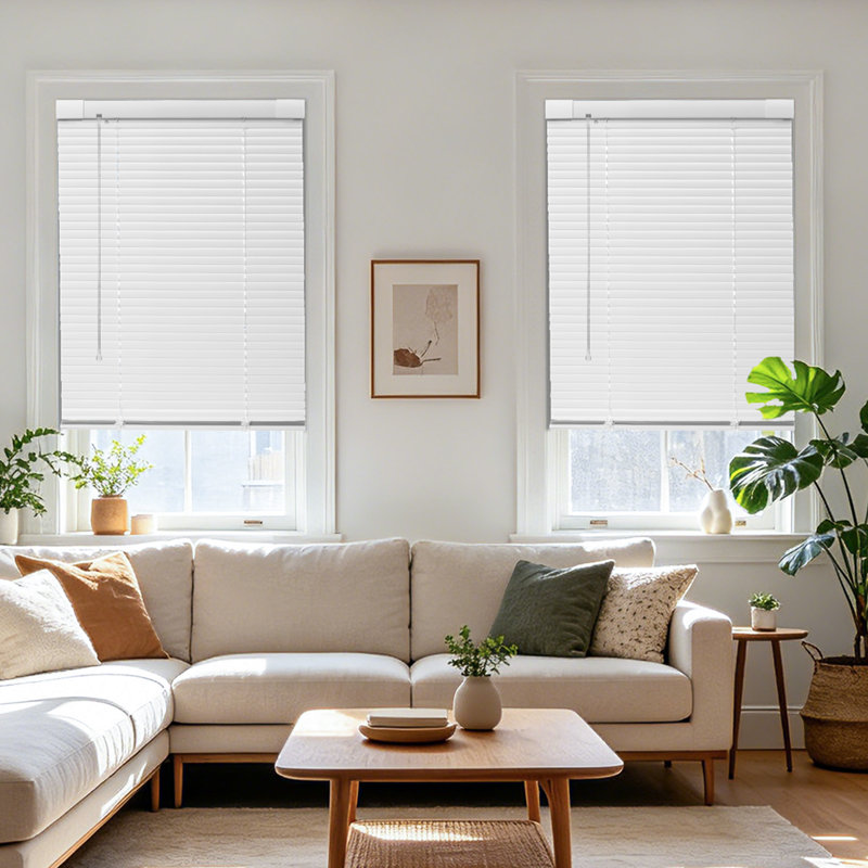 Store horizontal sans cordon sans perceuse pour fenêtres d'intérieur, Blanc, L 59 po x H 48 po