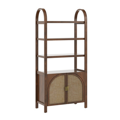 Coetzee Boho 3-Shelf Bookshelf Cabinet With Rattan Doors by Bay Isle Home