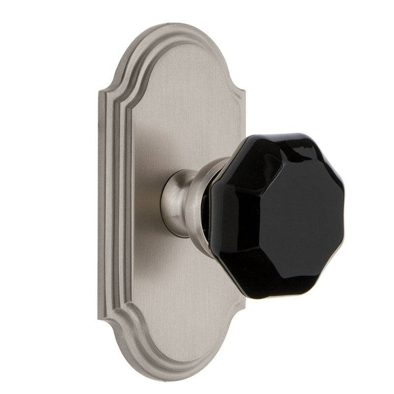 Grand passage en arc avec poignée de porte Lyon, Nickel satiné, 2-3/4"