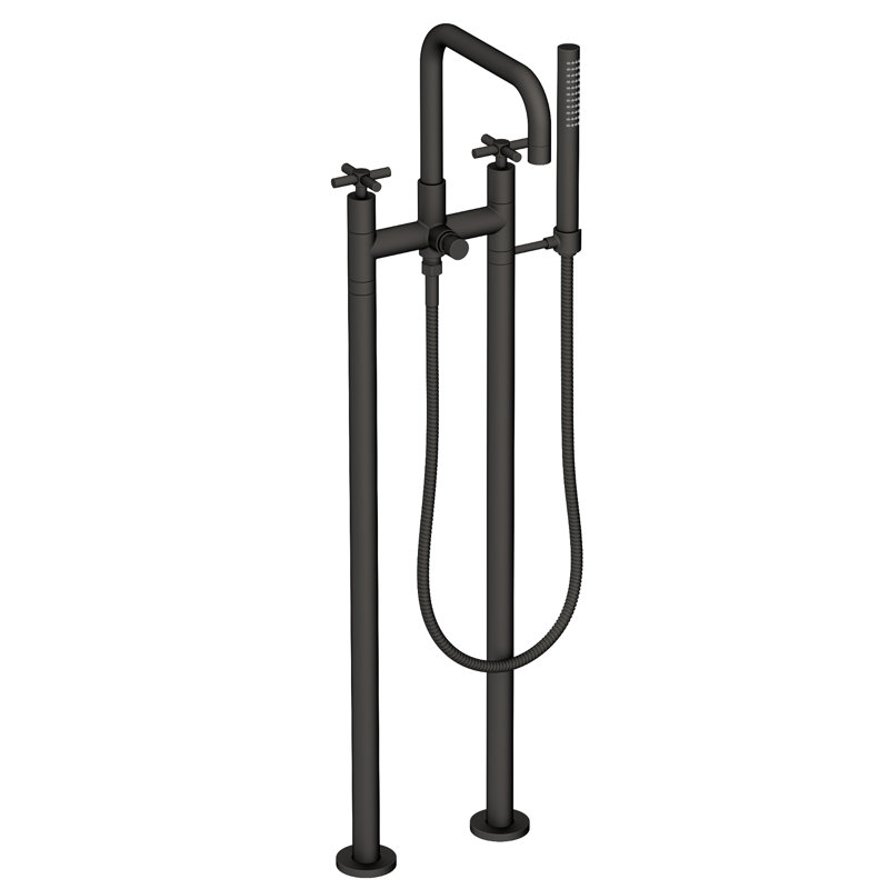 Exposed Tub & Hand Shower Set W/Risers, Flat Black