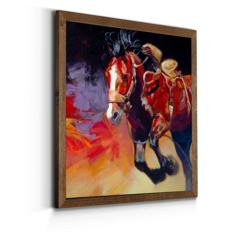 " Driving Horses II ", 21" H x 21" W x 1" D, Maple Framed
