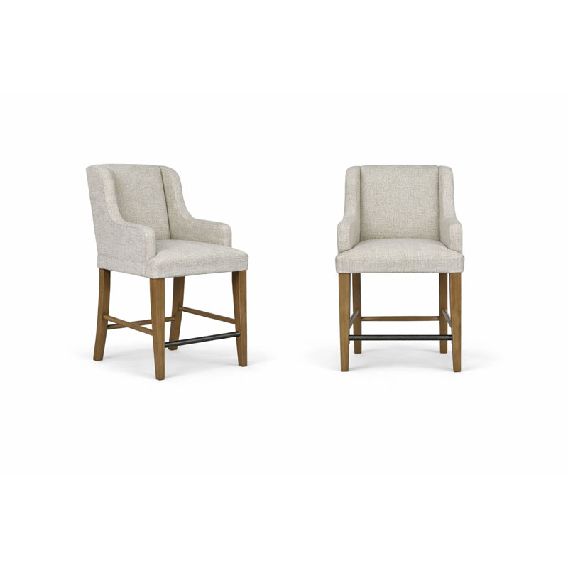 Tabouret de comptoir rembourré Deemston - Anacardier, Beige