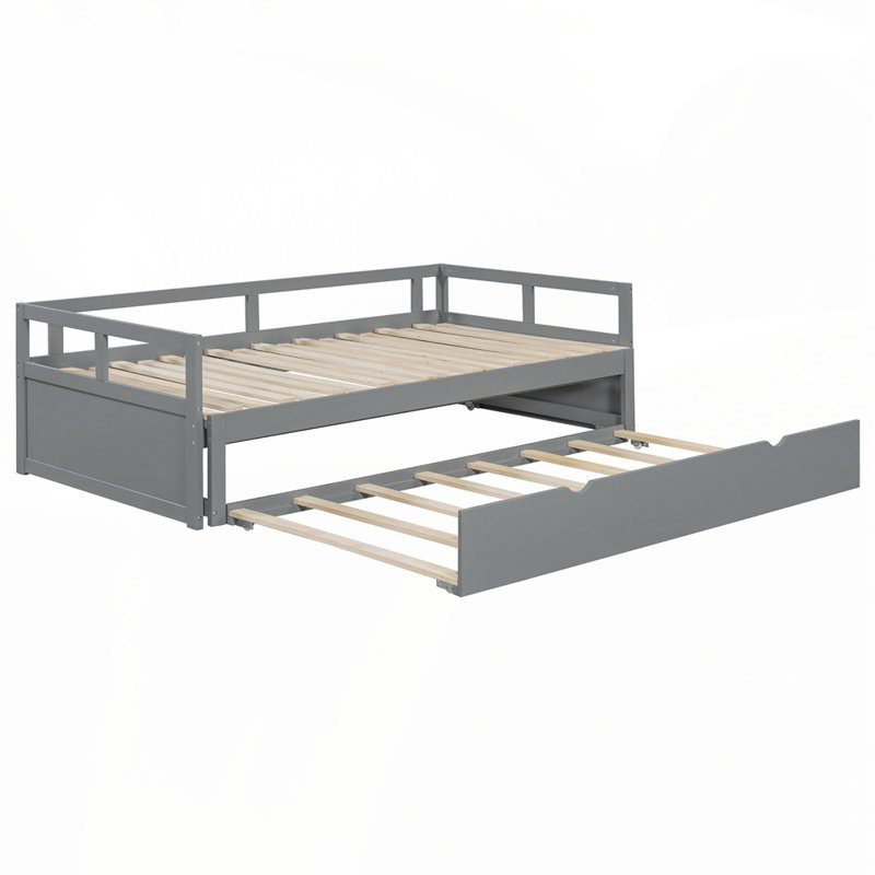 Wooden Daybed With Trundle, Gray