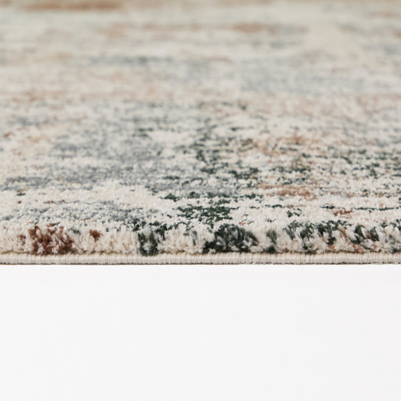 Tapis Baroni bleu/beige à motifs abstraits, 7 pi 10 po x 10 pi