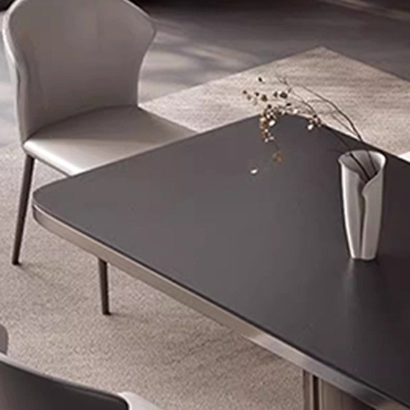Modern light luxury rectangular table and chair, 29.5"H x 70.8"L x 33.4"W, Matte Black