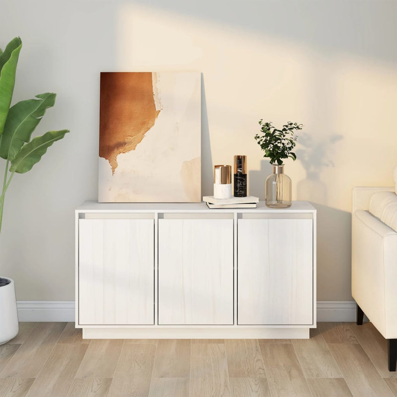  Sideboard White 43.7X13.4X23.6" Solid Wood Pine