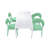4-Person Patio Dining Set, Indoor & Outdoor Polypropylene Side Chairs with White Rectangular Table - Lightweight PP Tabletop with Metal Legs-1434586350
