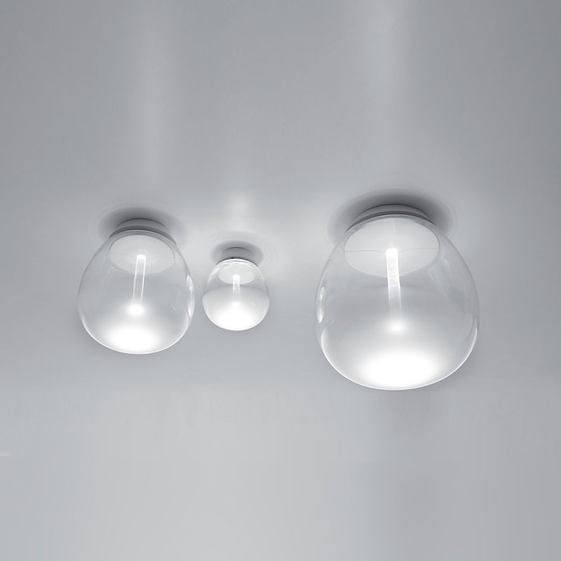 Empatia White Glass LED Flush Mount Ceiling Light - Large