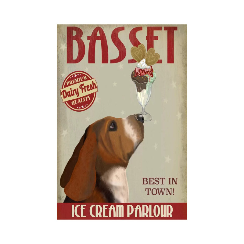Basset Ice Cream Parlour by Fab Funky - Wrapped Canvas Gallery-Wrapped Canvas Giclée, 152.5 cm H x 101.5 cm W