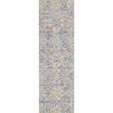 Cross Stitch Floral Hand Tufted Wool Area Rug in Cream/Blue/Red