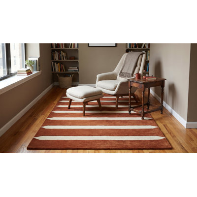 Tapis rayé transitionnel en laine touffeté à la main Louie Elena