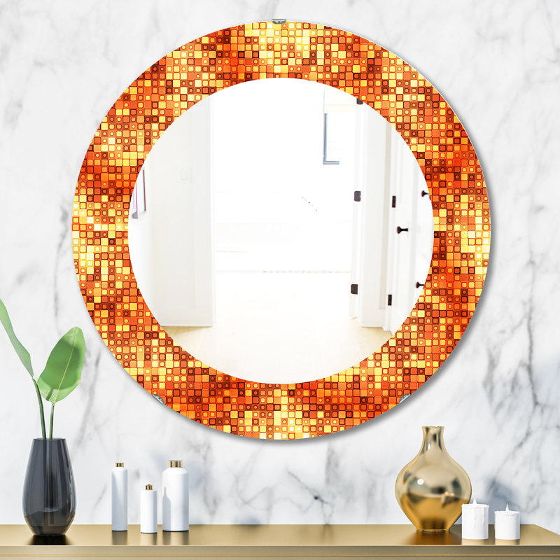 Miroir mural carré abstrait, H 31,5 po x l po