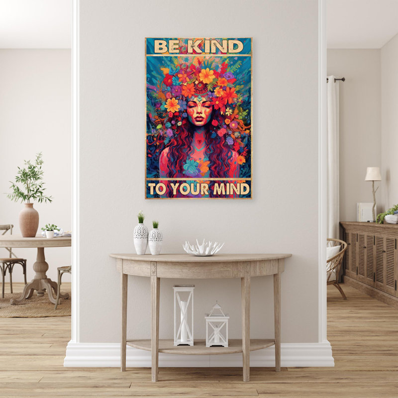 «Flowers Woman Be Kind», impression sur toile, H 14 po x l 11 po x P 1,25 po