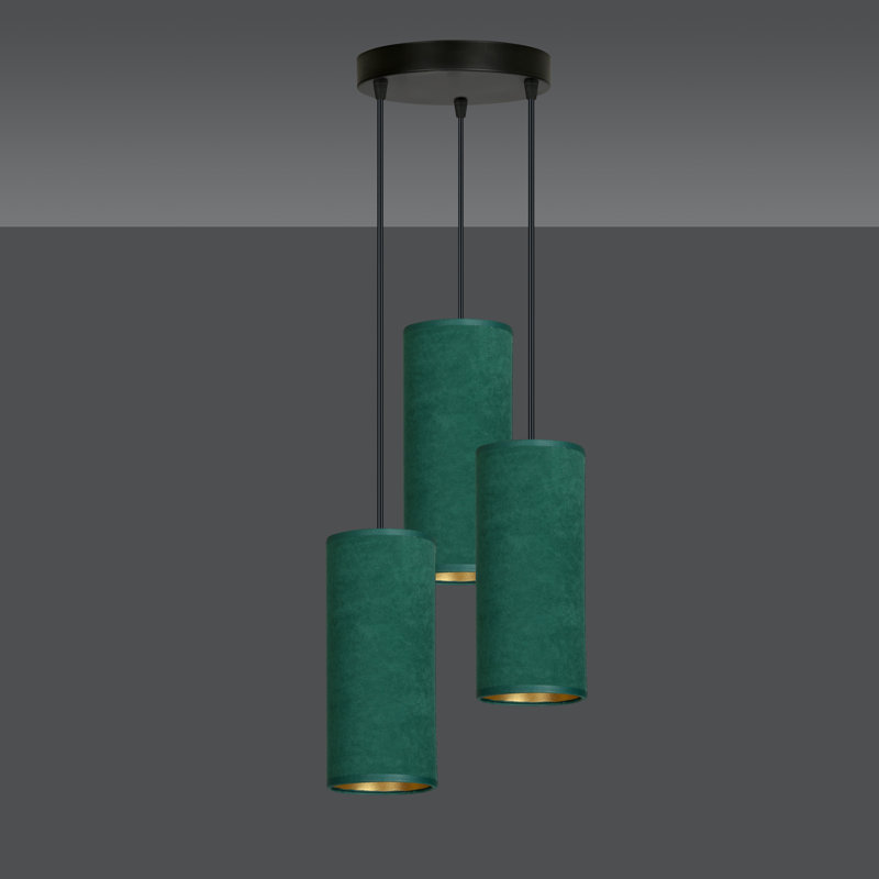 Ealidh 3 - Light Steel Cluster Pendant, Green
