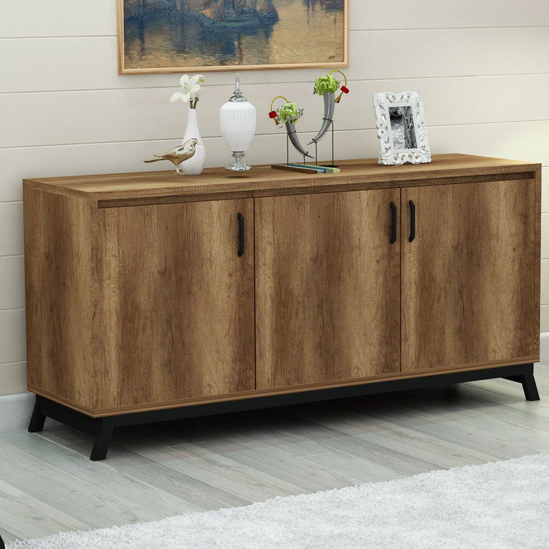 Console de 55,12 po de largeur, Noyer / noir