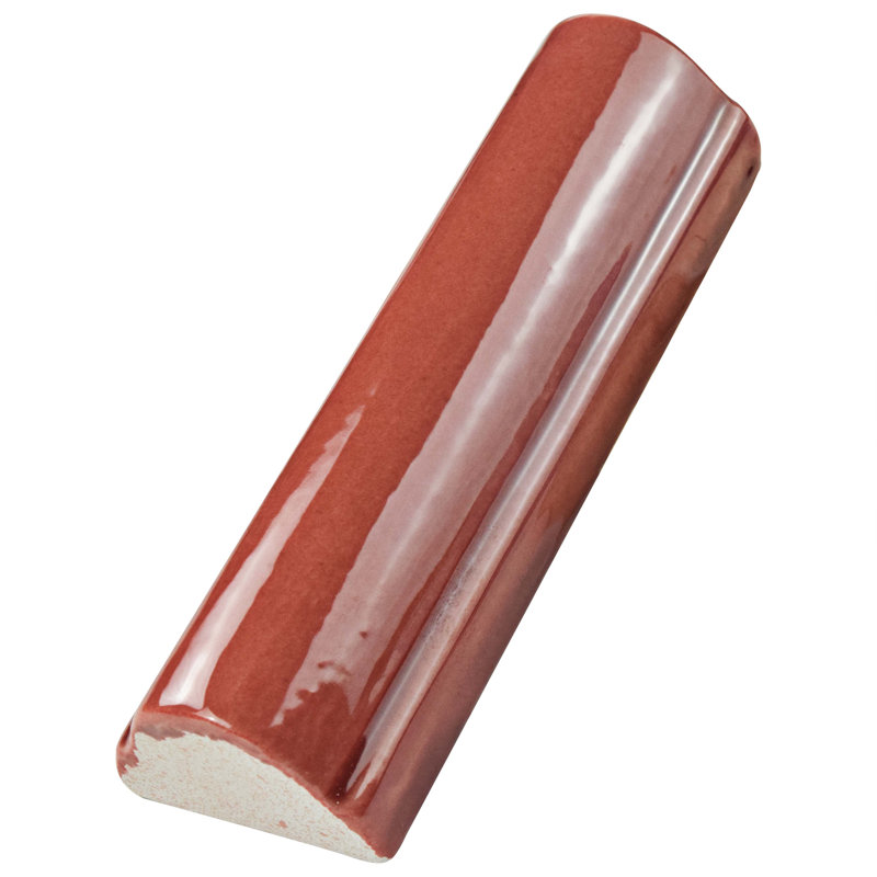 Novecento Bordura 5.1" x 1.6" Glossy Ceramic Mudcap Tile Trim in Red