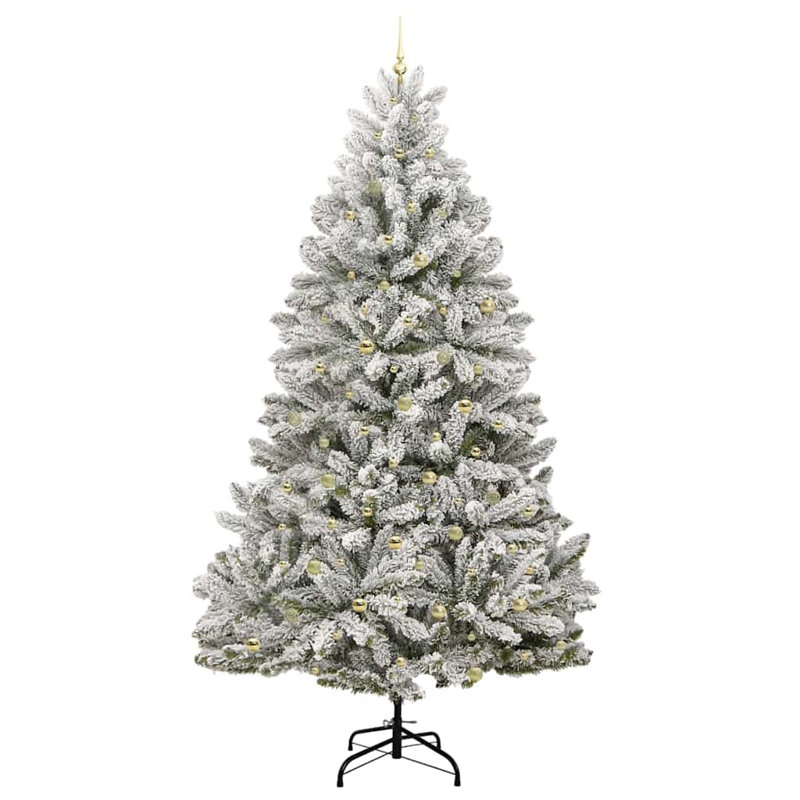 Artificial Christmas Tree Green and White PVC and Metal, 8.86 ft