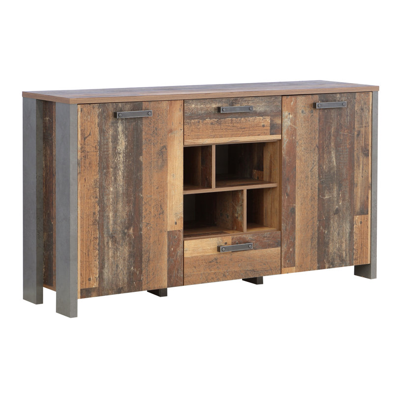 Lanham 156cm Sideboard, Dark Grey Concrete / Old Wood Vintage