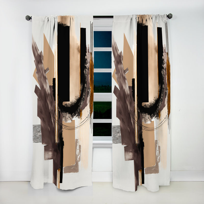 Armgart - Warm Watercolor Abstract I - Modern Velvet Curtain - Room Darkening - 1 panel, 52" W x 95" L