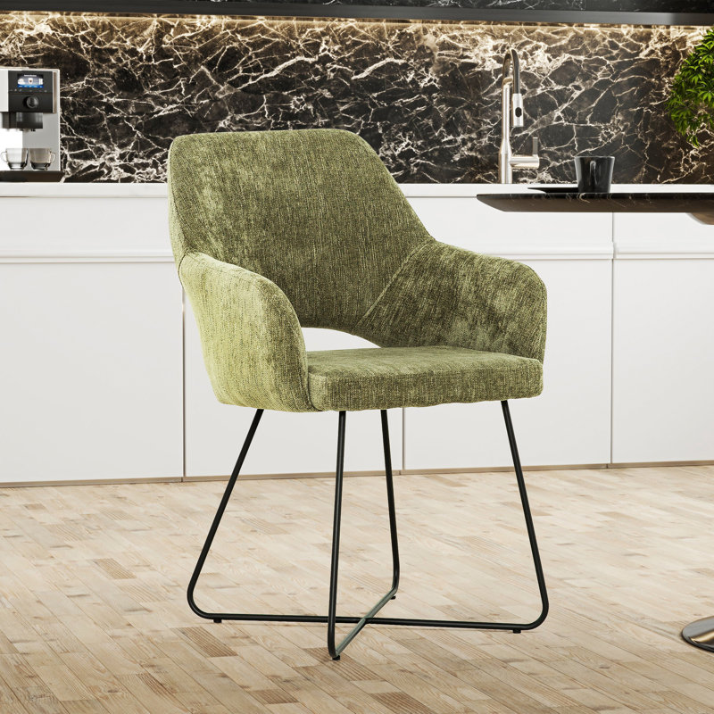  Chaise rembourrée en tissu Giovanni, Vert forêt