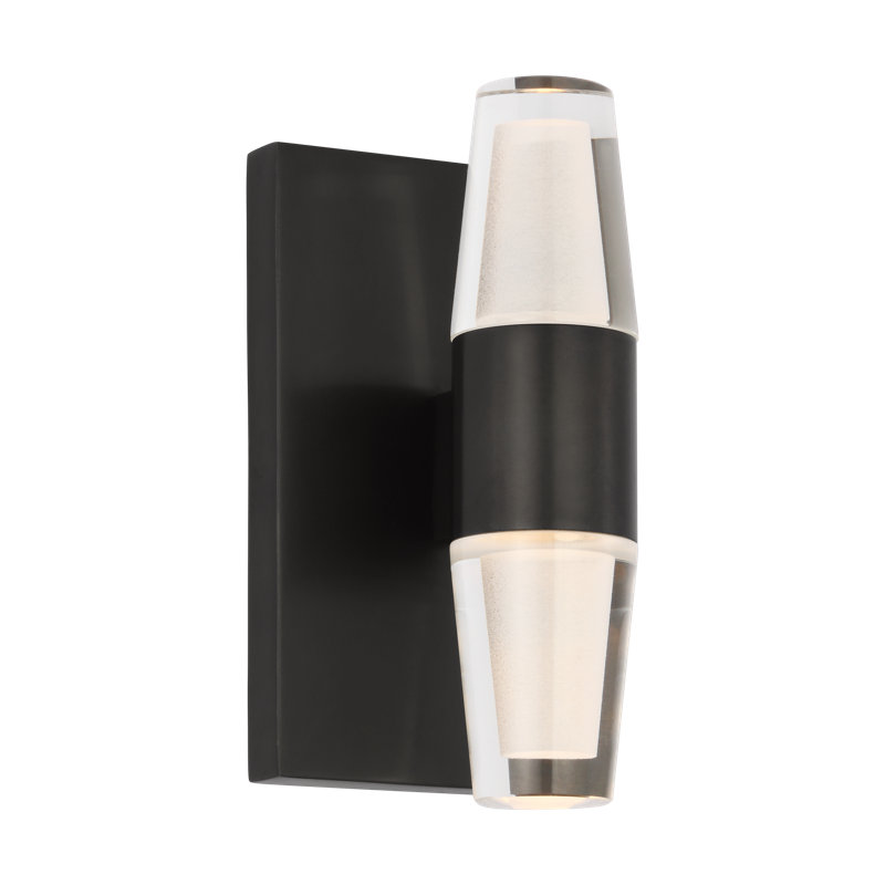 Sean Lavin Lassell 2-light single short wall sconce in natural brass finish with crystal shades, Bronze