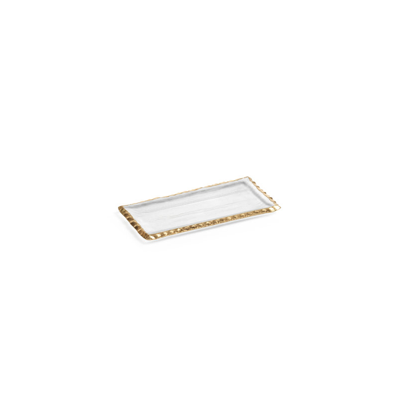 Hughe Glass Tray - Set of 2, 0.5" H x 9" W x 4" D