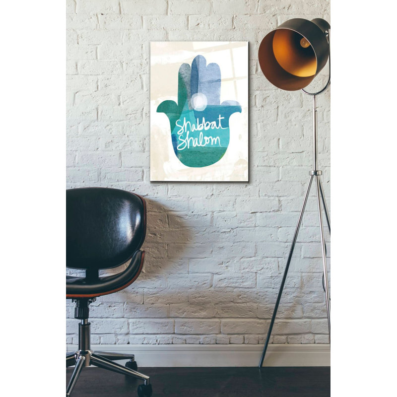 «Shabbat Shalom Hamsa» par Linda Woods, art mural en verre acrylique, H 24 po x l 16 po x P 0,12 po