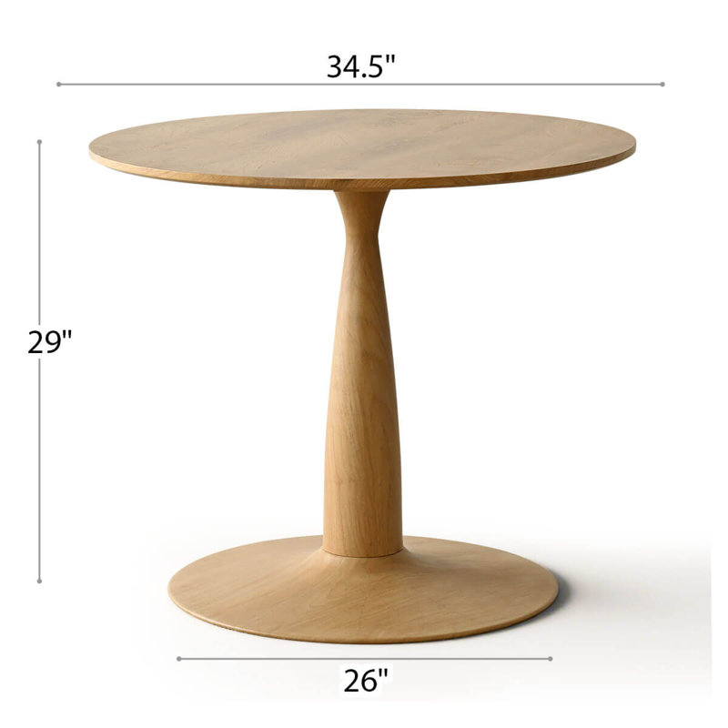 39.5"/34.5" Round Pedestal Dining Table, 29."H x 34.5"L x 34.5"W