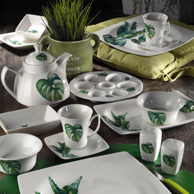 35 Piece Porcelain China Dinnerware Set - Service for 6