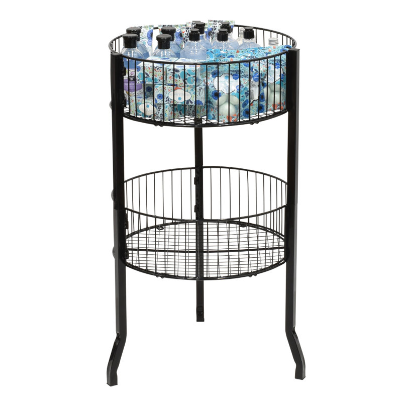 33" H X 18" W - 2-Tier Black Circular Wire Dump Bin Display