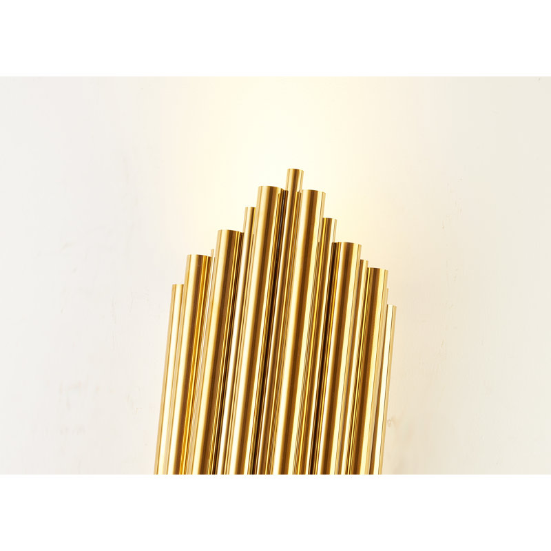 2-Light Gold Stainless Steel Rod Wall Sconce