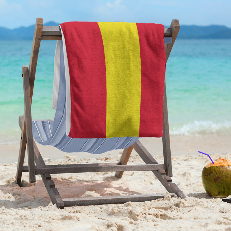 Lightweight Beach Towel, Red/Yellow/Red, Microfiber