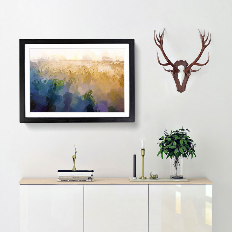 Fog over the Forest in Abstract - Picture Frame Graphic Art Print, 27cm H x 36cm W x 2cm D, Black Framed