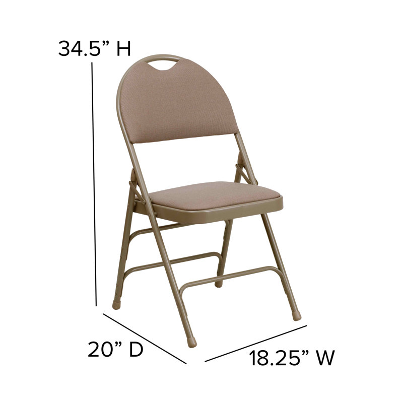 Oliverson Extra Large Ultra-Premium Triple Braced Metal Folding Chair, Beige