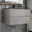 Ensemble de meuble-lavabo mural comprenant un plan de lavabo, un robinet et une armoire suspendue grise, certifiÃ© EPA-319621083